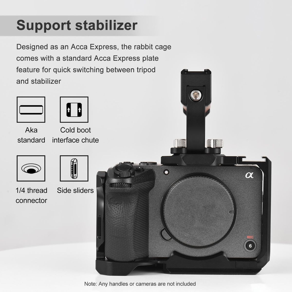 Handheld Camera Cage Aluminum Alloy with Cold Shoe Mount Numerous 1/4in And 3/8in Threaded Holes Compatible with SONY FX3/ FX30 Camera