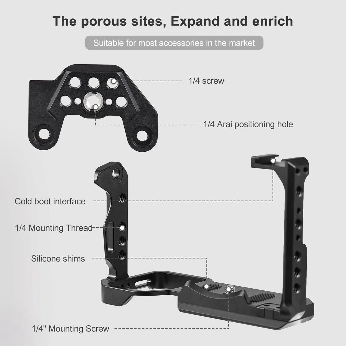 Handheld Camera Cage Aluminum Alloy with Cold Shoe Mount Numerous 1/4in And 3/8in Threaded Holes Compatible with SONY FX3/ FX30 Camera