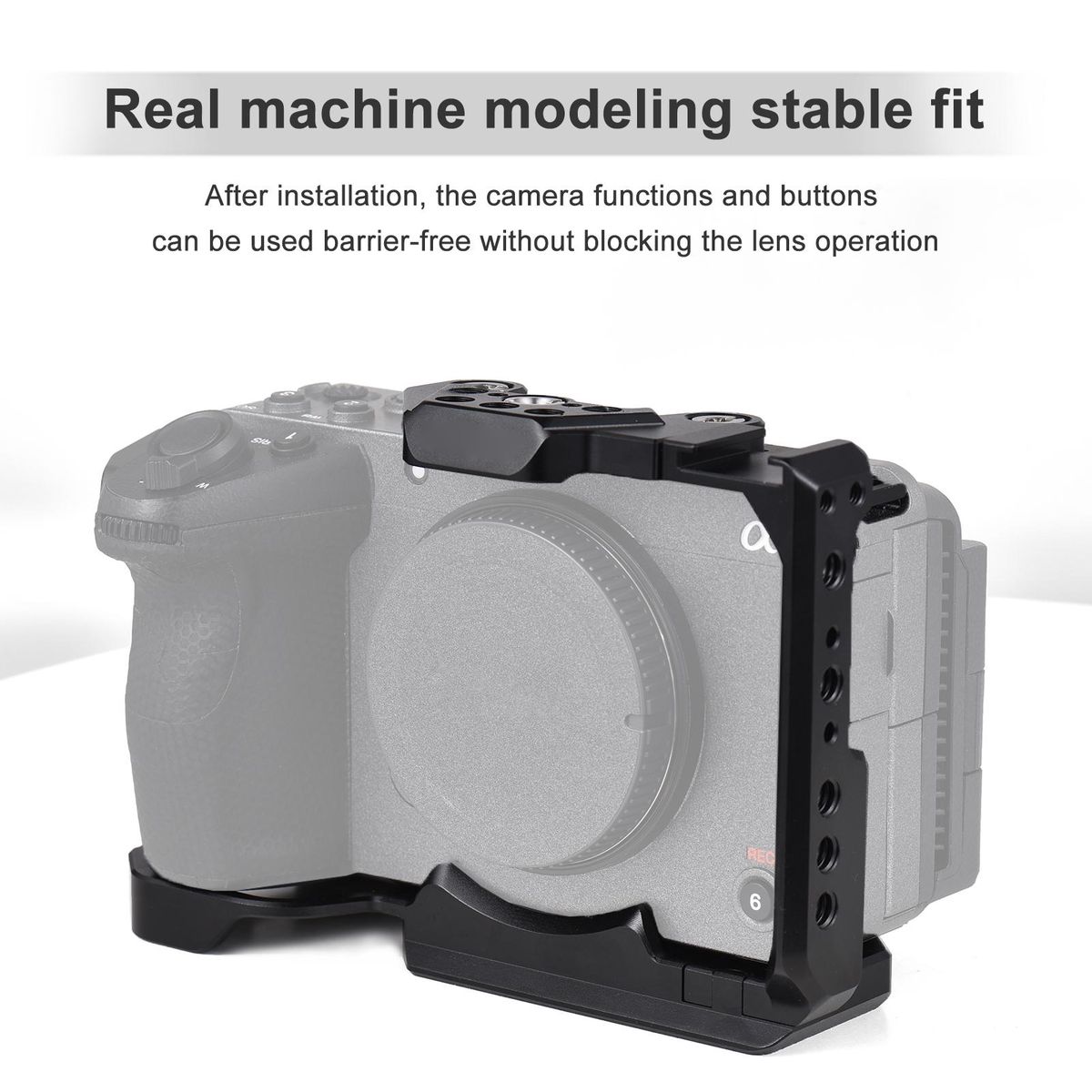 Handheld Camera Cage Aluminum Alloy with Cold Shoe Mount Numerous 1/4in And 3/8in Threaded Holes Compatible with SONY FX3/ FX30 Camera