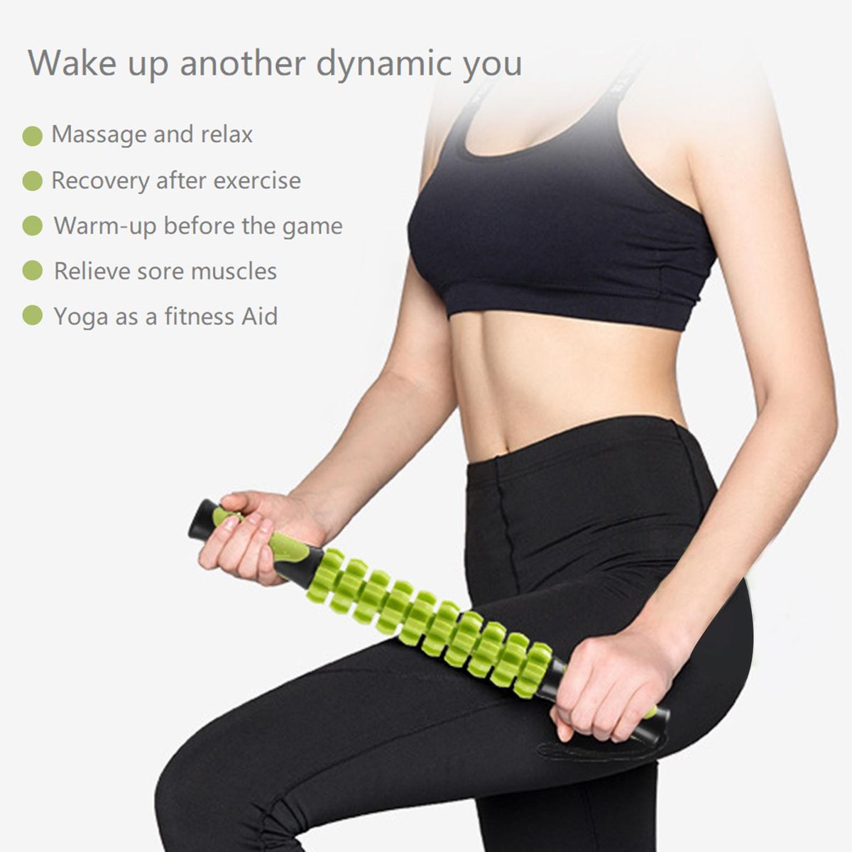 Gear Massager Yoga Abdominal Massage Stick Green