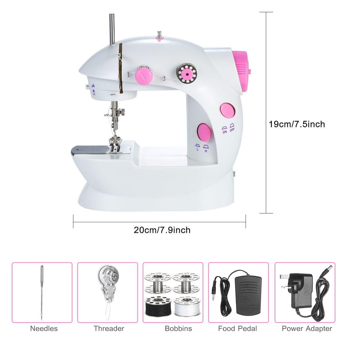 Mini Sewing Machine Adjustable 2-Speed Double Thread