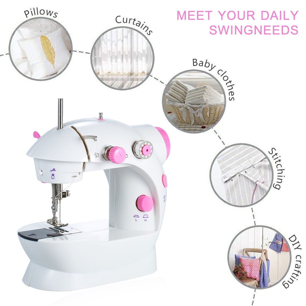 Mini Sewing Machine Adjustable 2-Speed Double Thread