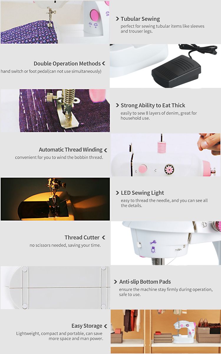 Mini Sewing Machine Adjustable 2-Speed Double Thread