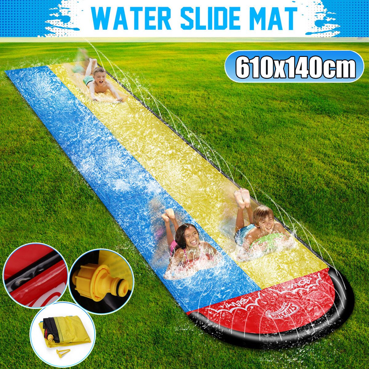 20FT Surf Water Slide Mat Lawn For Children Summer Pool Games Toys Backyard