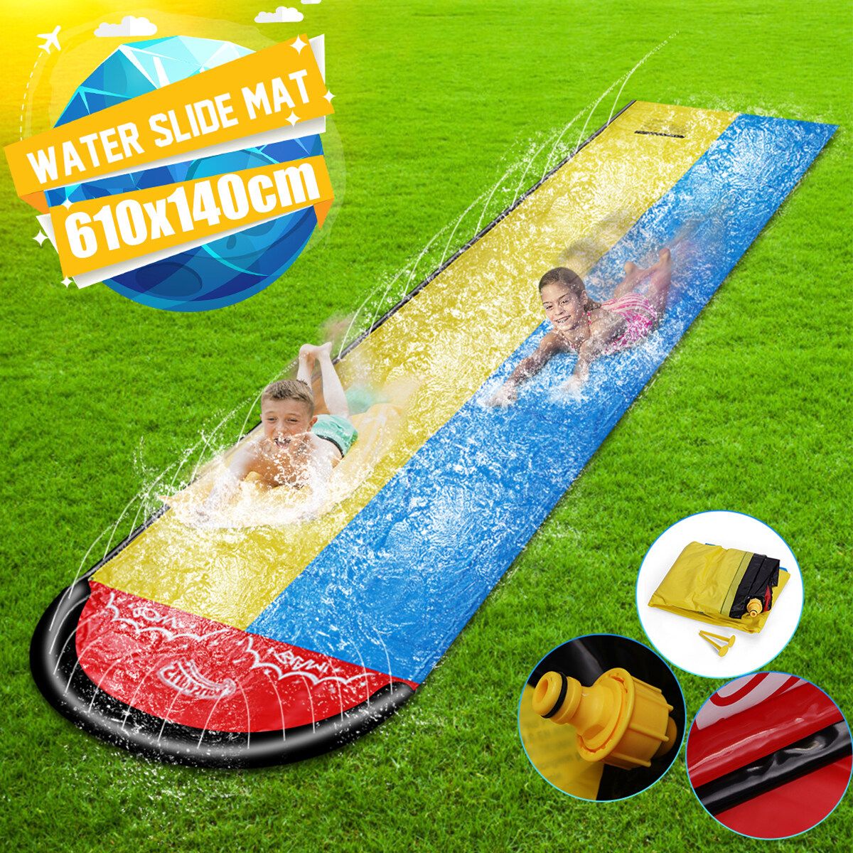 20FT Surf Water Slide Mat Lawn For Children Summer Pool Games Toys Backyard