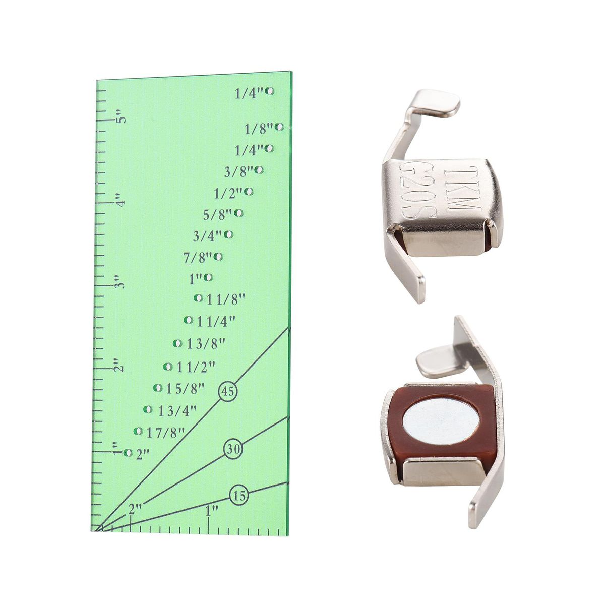 Seam Allowance Ruler and 2 Magnetic Seam Guide for Sewing Machine 1/8” to 2” Straight Line Hems Sewing Ruler for Sewing Gauge with 1/4” Pivot Point and 45 Degree Trim Line