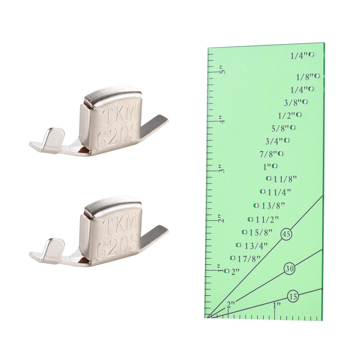 Seam Allowance Ruler and 2 Magnetic Seam Guide for Sewing Machine 1/8” to 2” Straight Line Hems Sewing Ruler for Sewing Gauge with 1/4” Pivot Point and 45 Degree Trim Line