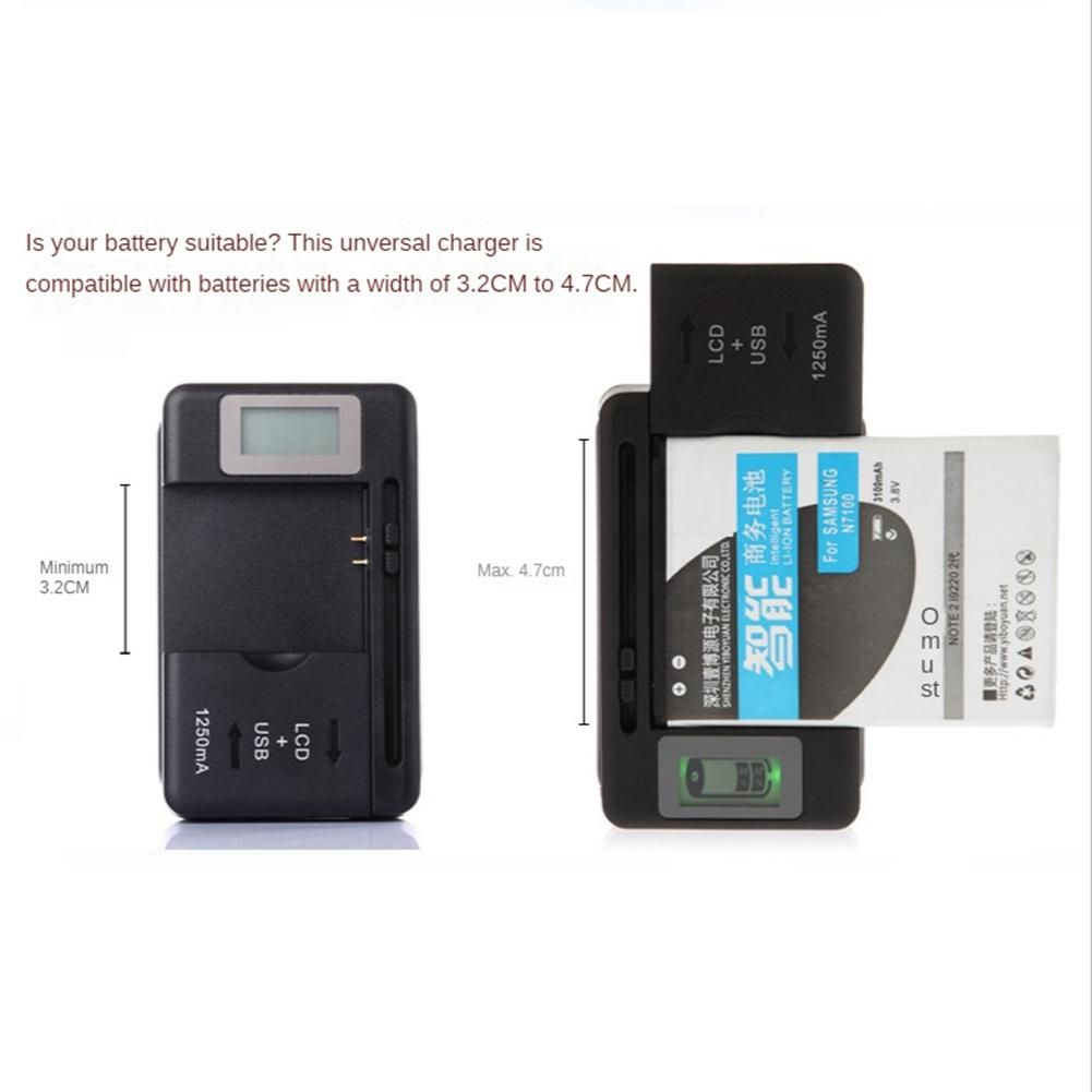 Universal Mobile Battery Charger LCD Indicator Screen with USB-Port for Cell Phone Chargers Battery Charging US Plug