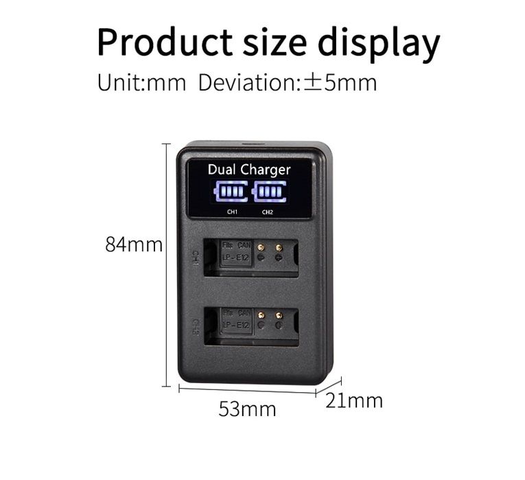 Canon EOS M50 Dual Battery Lp-E12 Charger