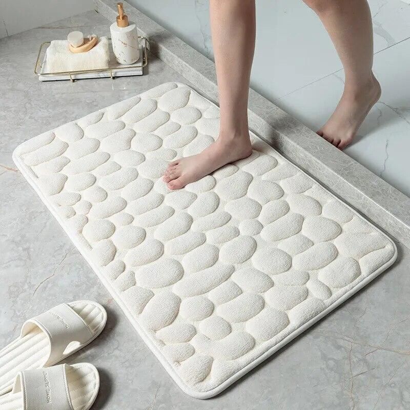 Foot Mat Coral Fleece Floor Mat Household Memory Foam Embroidered Bathroom Thickened Absorbent Floor Mat Door