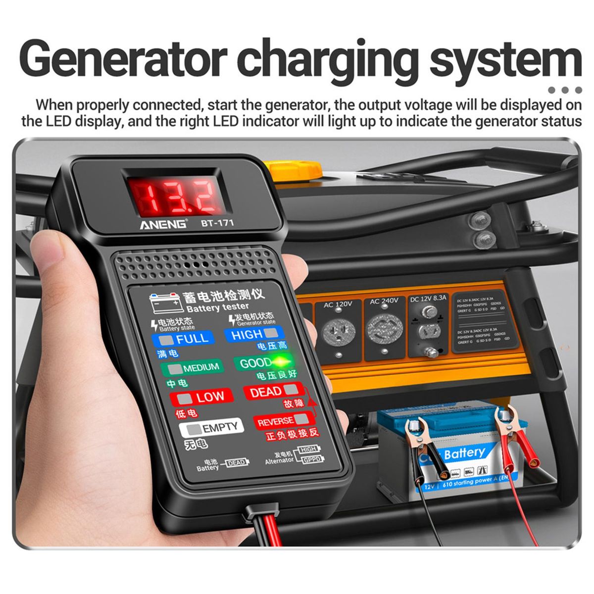 Car Engine Tester 12V LED Screen Universal  Charging