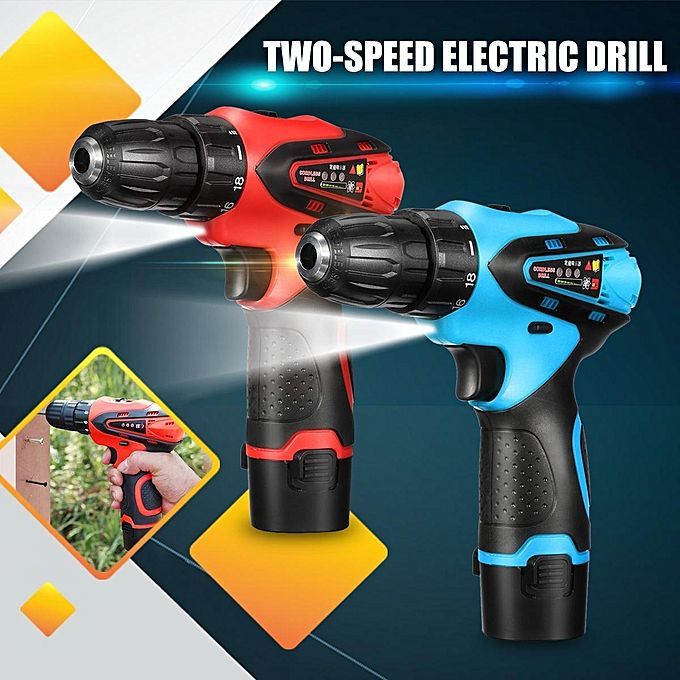 12V Cordless Drill Driver Screw Electric Two-Speed Screwdriver Tool