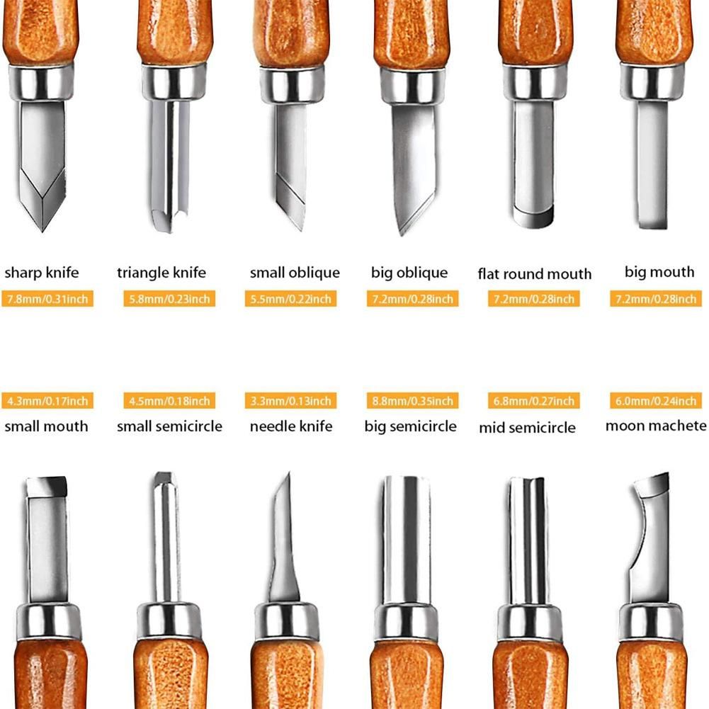 12 PCS Set Woodworking Cutters Set Carving DIY Woodworking Cutters Set Multifunctional Household Carving Cutters Set with Storage Bag