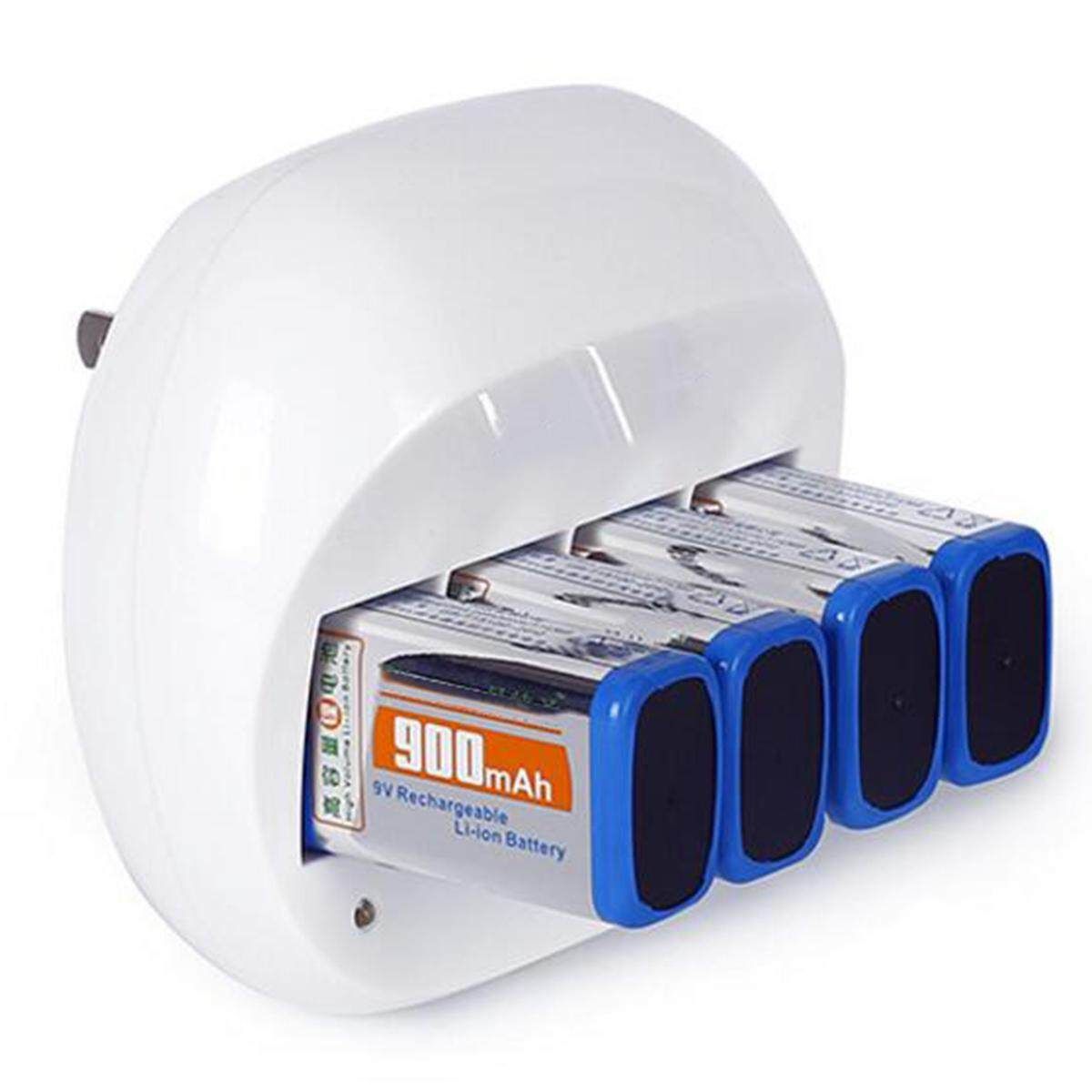 900mAh SUPER 4pcs 9v Li-ion Rechargeable 9 Volt + Smart Charger