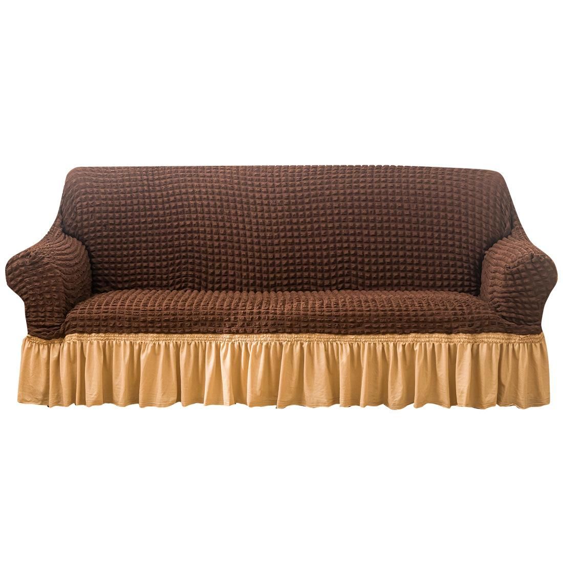 Luxury Fabric Sofa Slipcover Non-Slip All Seasons For 2 Seats-Brown