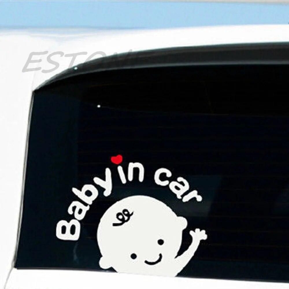 13*16cm Car Cartoon "baby in car "Stickers Baby on Board Safety Sign Cute Car Decal Vinyl Sticker