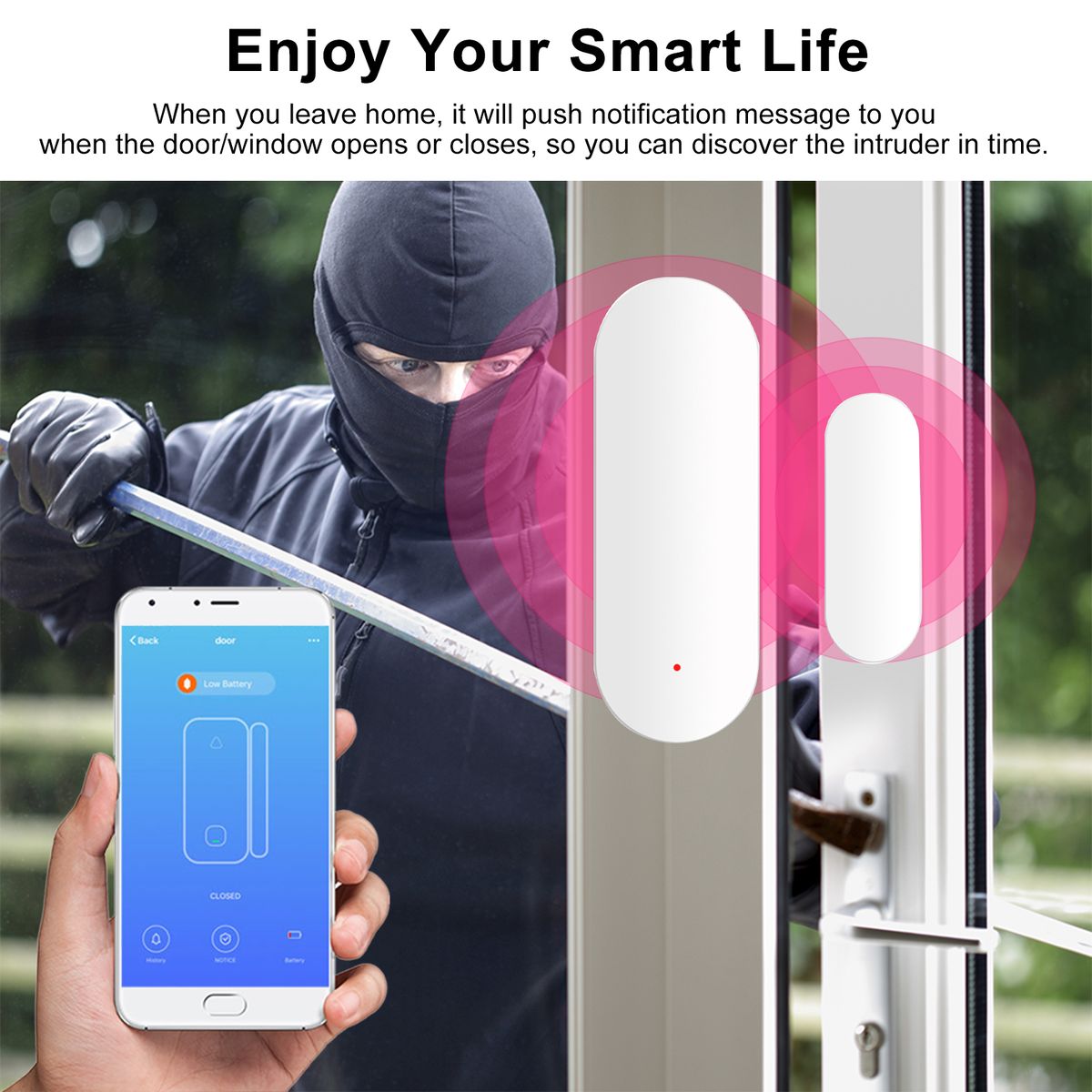 Zigbee Smart Door Sensor Tuya APP Control Door Open / Closed