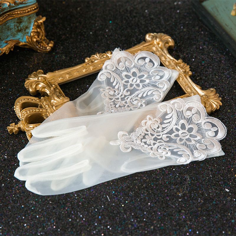 Lace Short White Finger Flower Girl Bridesmaid Women Lady