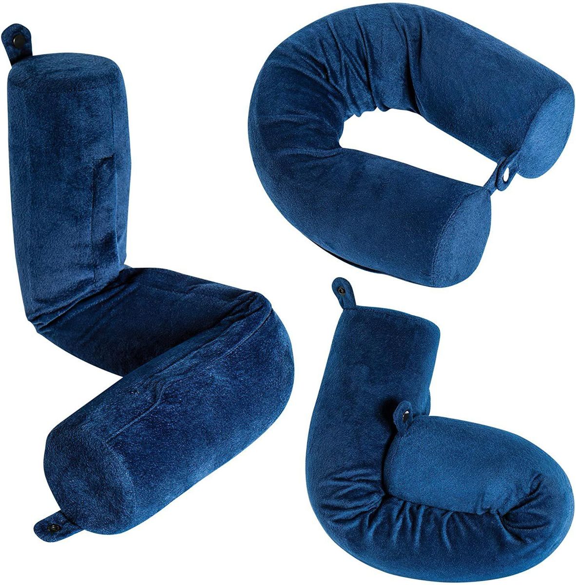 Viscoelastic Foam Folding Pillow Memory Cotton Pillow Business Travel Can Be Bent Neck Protect U-shaped Pillow Blue
