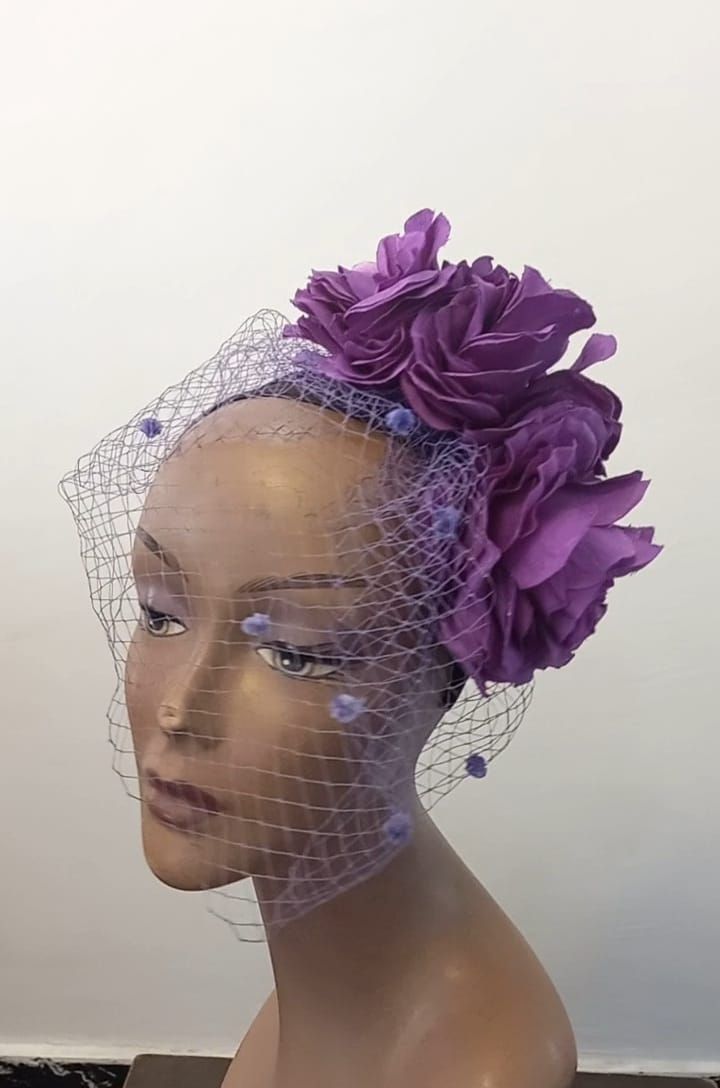 Purple Floral Rose Fascinator