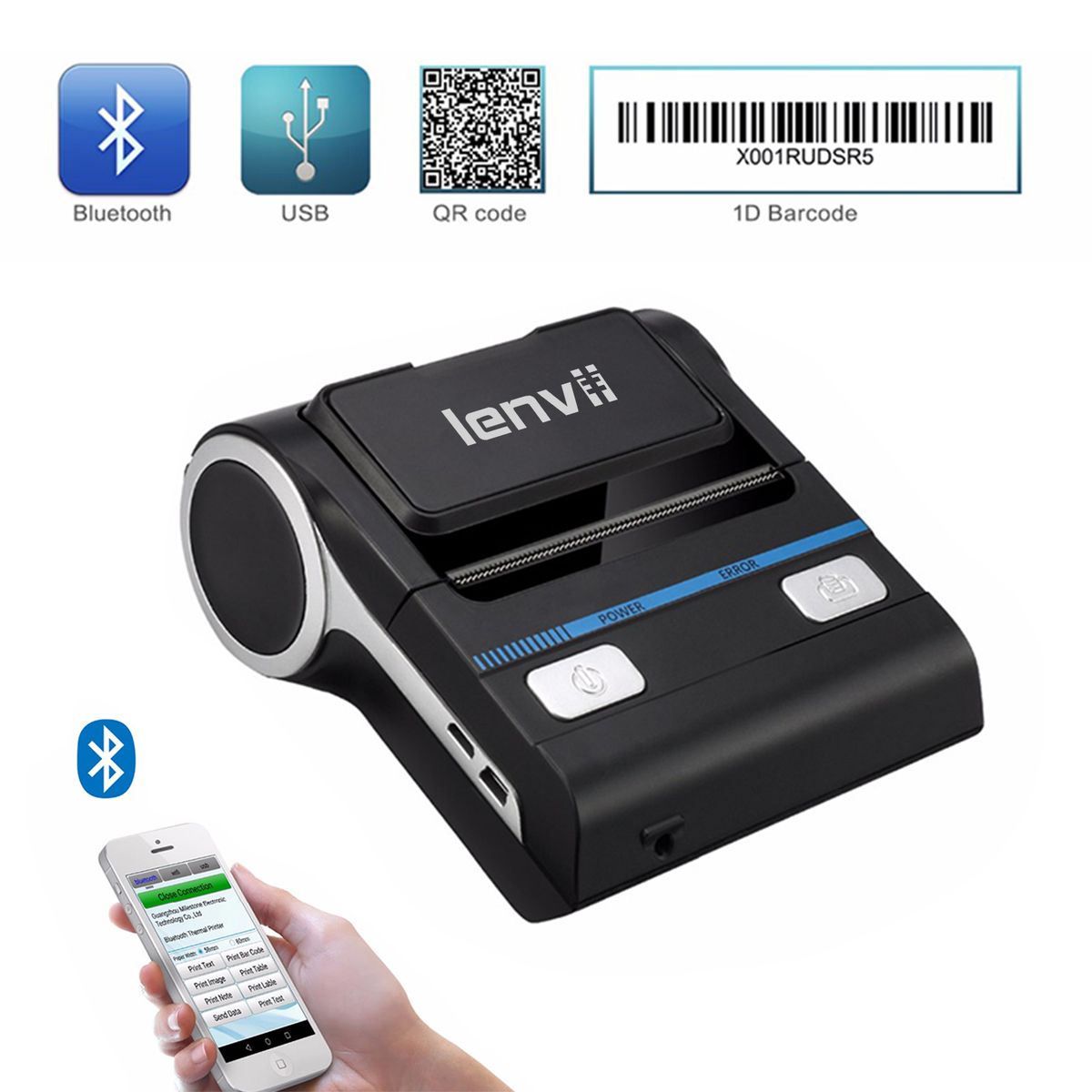 388B Portable Bluetooth Printer Receipt Printer Label Printer Can Be Connected To Mobile Phones, Suitable For Retail Stores, Courier Stations, Warehouses, Etc.