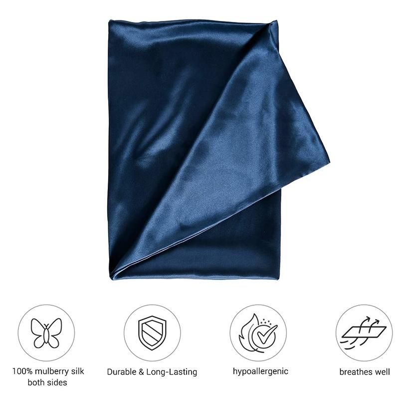 Both Sides Natural Pure Mulberry Silk Pillowcase Navy