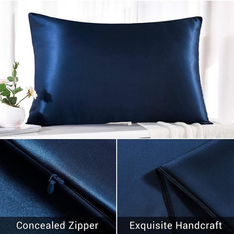 Both Sides Natural Pure Mulberry Silk Pillowcase Navy