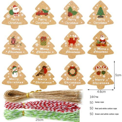 Christmas Labels Stickers Art Deco Xmas Tree Shaped Gift 294 PCS