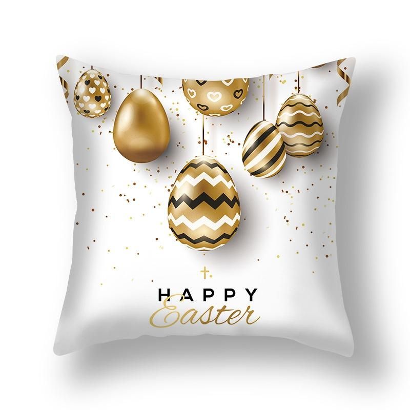 4 Pcs Easter Cushion Covers Peach Skin Plush Flower Printed Throw Pillowcases Covers for Home Decor Sofa Chair Bed