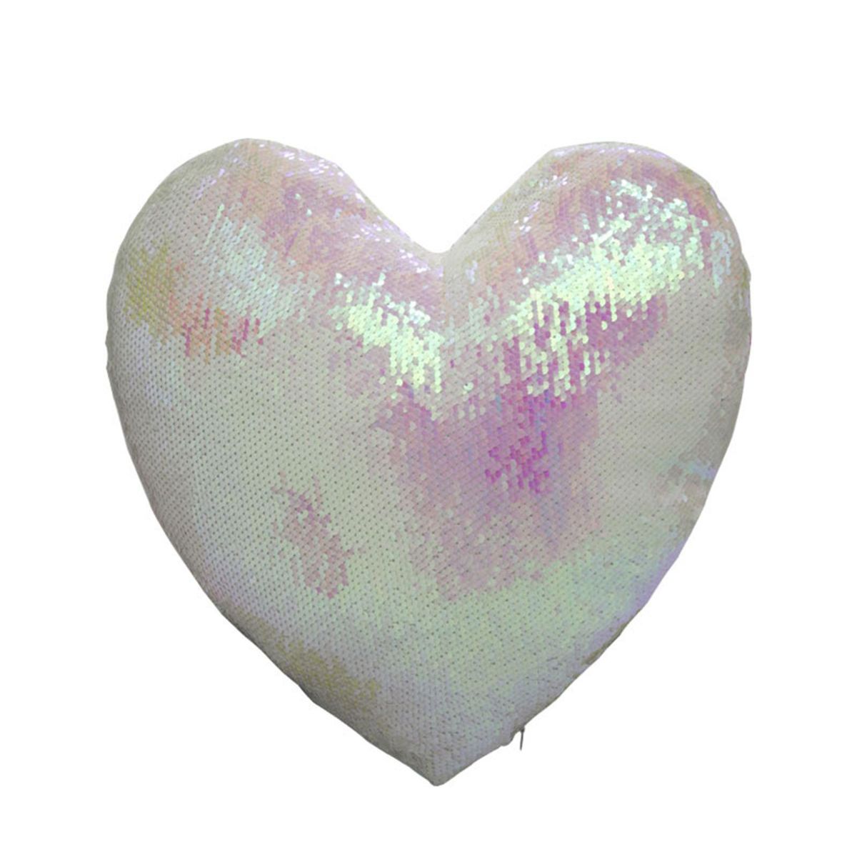 Throw Pillow Cover Sequins Love Heart Shape Pillowcase Pink