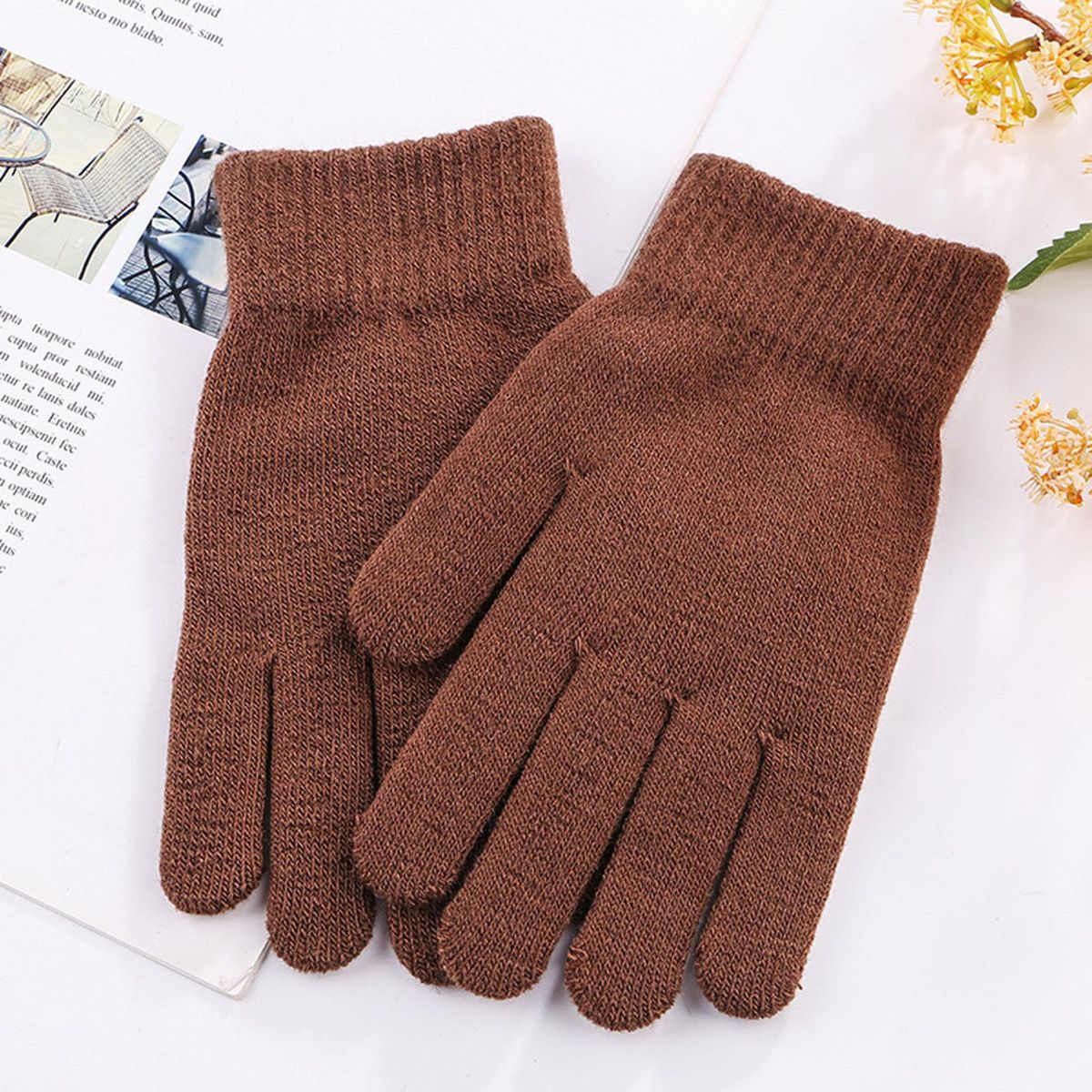1 Pair Ridding Pure Color Women Winter Coffee