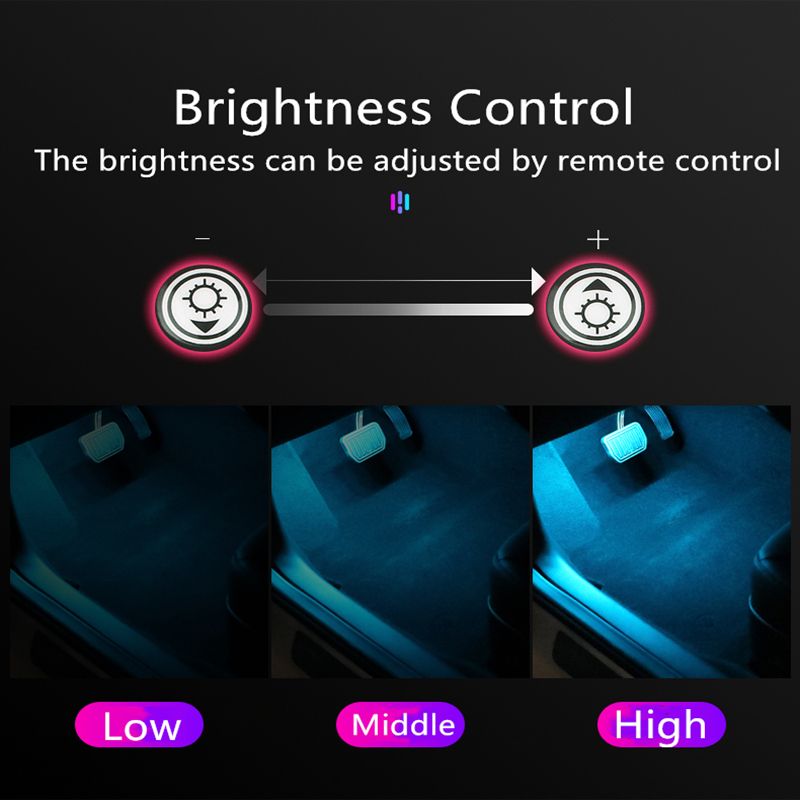 (4PCS)Car LED Lights,Multi-Color RGB Wireless Remote Foot Lighting Kit,Auto Ambient Light Lamp Charging Foot Light