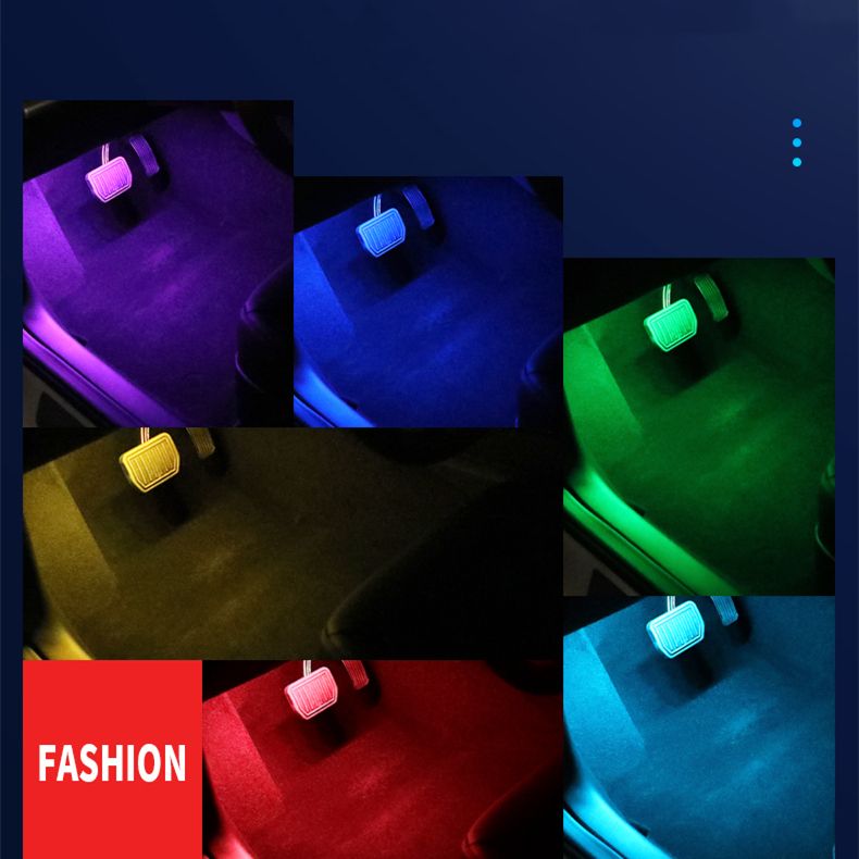 (4PCS)Car LED Lights,Multi-Color RGB Wireless Remote Foot Lighting Kit,Auto Ambient Light Lamp Charging Foot Light