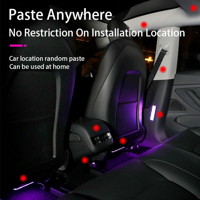 (4PCS)Car LED Lights,Multi-Color RGB Wireless Remote Foot Lighting Kit,Auto Ambient Light Lamp Charging Foot Light