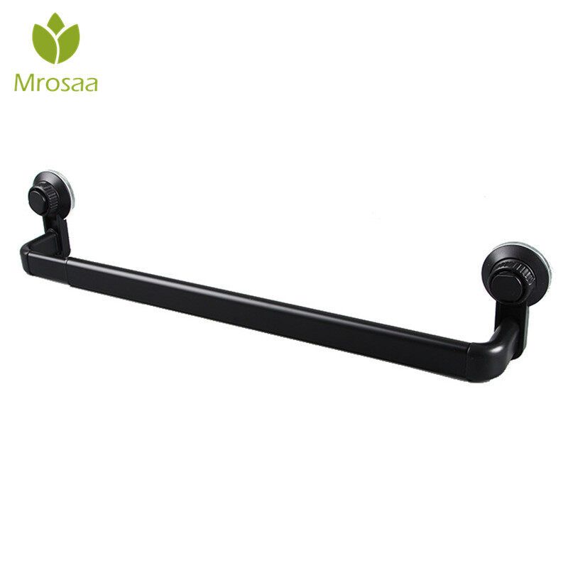 1 Pcs Mrosaa Powerful Sucker Towel Rail Bathroom Retractable Towel Bar Aluminum Alloy Single Pole Towel Rack Towel Hanger Holder Black