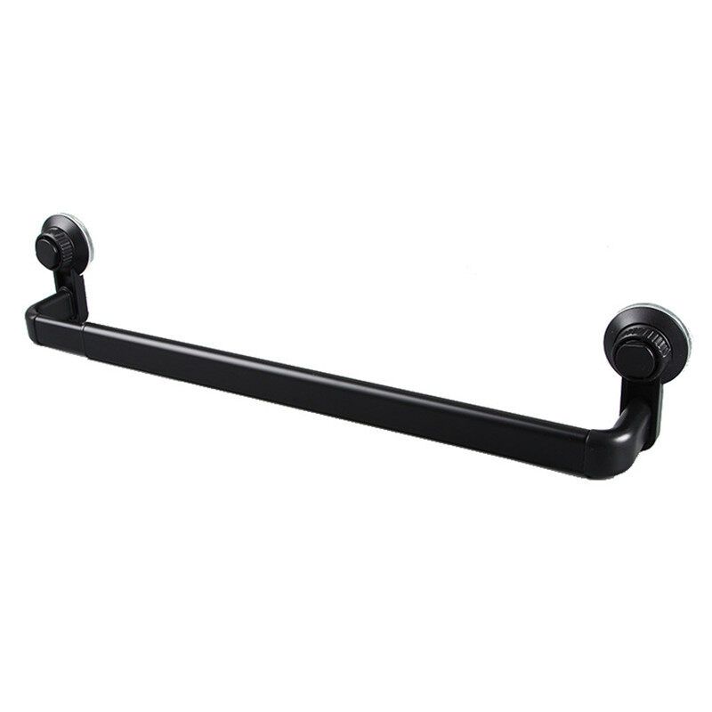 1 Pcs Mrosaa Powerful Sucker Towel Rail Bathroom Retractable Towel Bar Aluminum Alloy Single Pole Towel Rack Towel Hanger Holder Black
