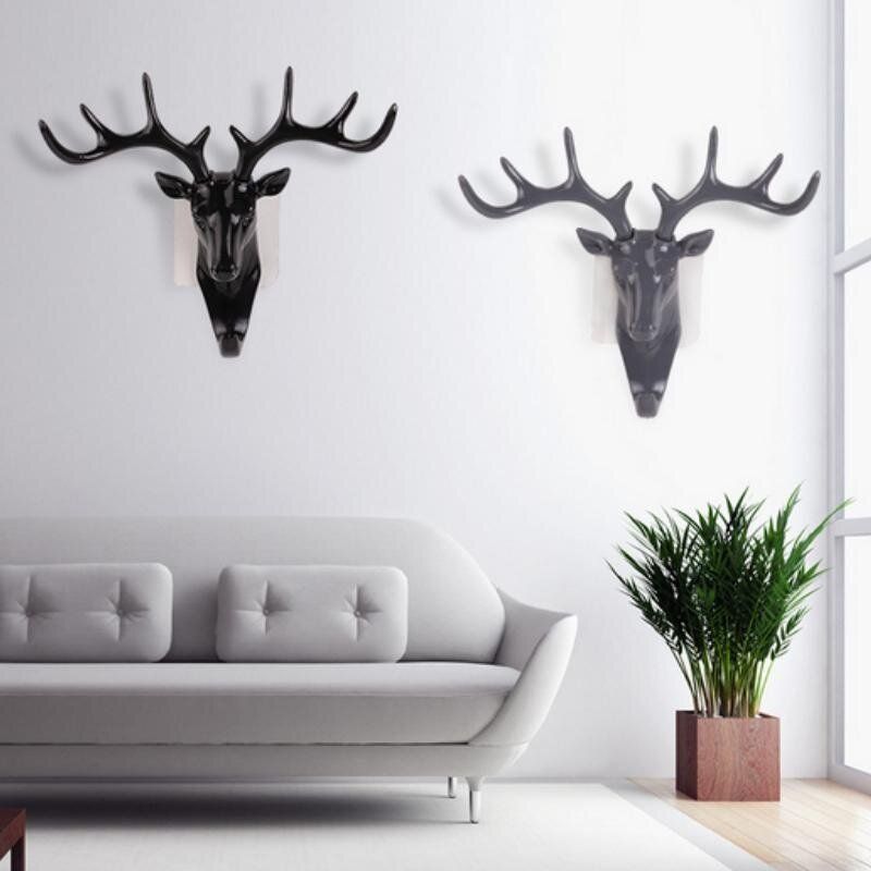 Deer Hook Animal Head Self Adhesive Clothing Jewelry Display Racks Coat Hanger Cap Room Decor Show Wall Bag Keys Sticky Holder White
