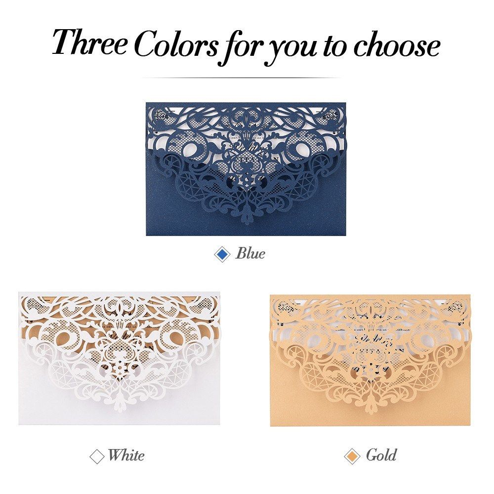 10Pcs Pearl Paper Laser Cut Wedding Invitation Cards