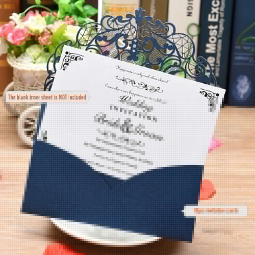 10Pcs Pearl Paper Laser Cut Wedding Invitation Cards