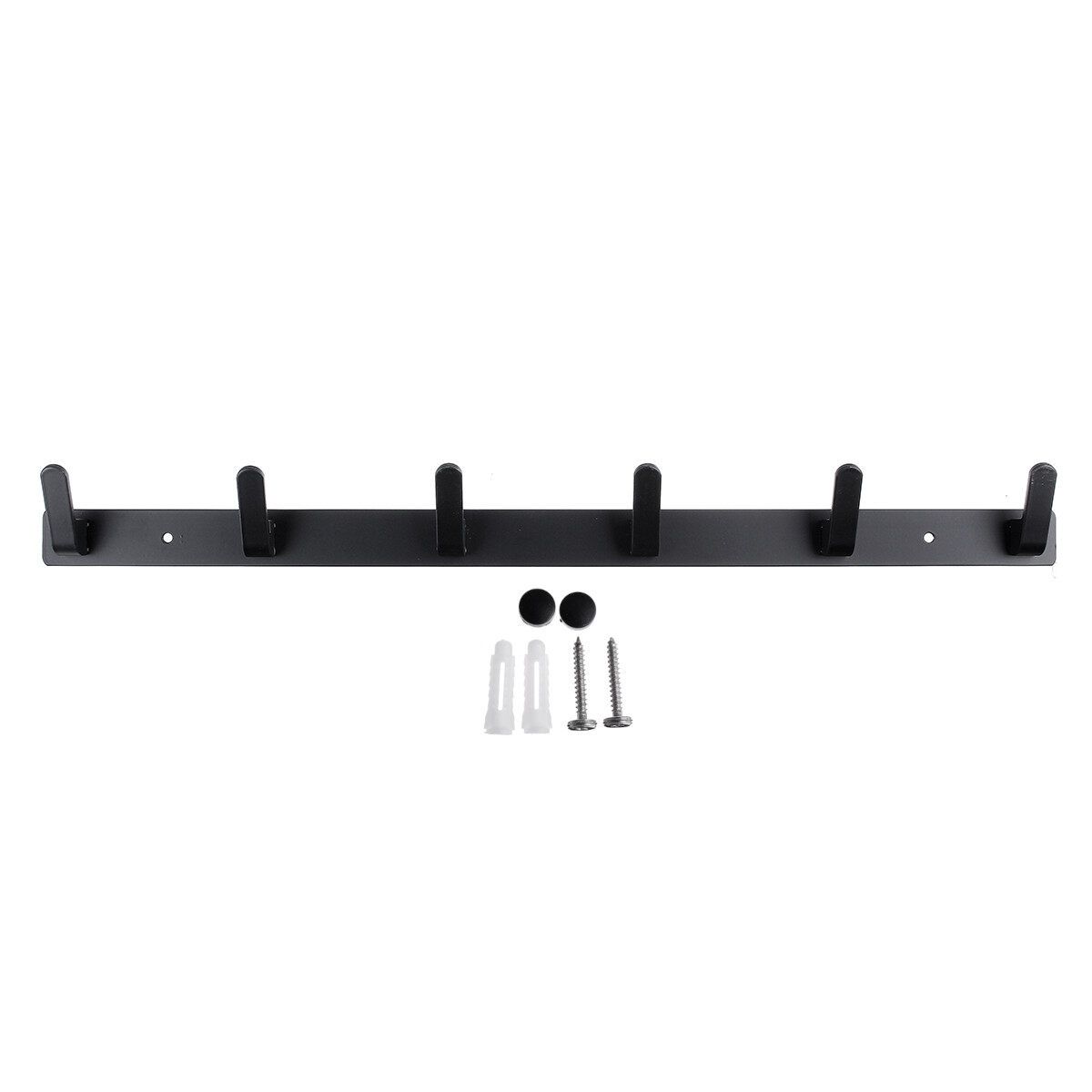 Aluminum Wall Mount Hook Hanger Coat Towel Hat Clothes Rack Bathroom Kitchen 6 Hook Black