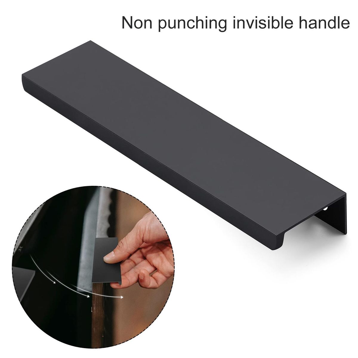 Door Handles 4pcs Sleek Cabinet Handles Easy Install Design for Hidden Black
