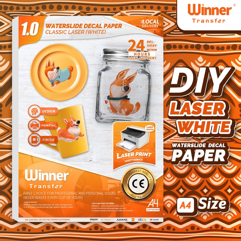 Laser White 5 Sheets Waterslide Decal Paper For Dark&light Materials A4 For Tumbler Mug Glasse