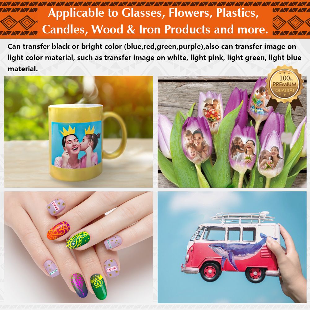 Laser White 5 Sheets Waterslide Decal Paper For Dark&light Materials A4 For Tumbler Mug Glasse