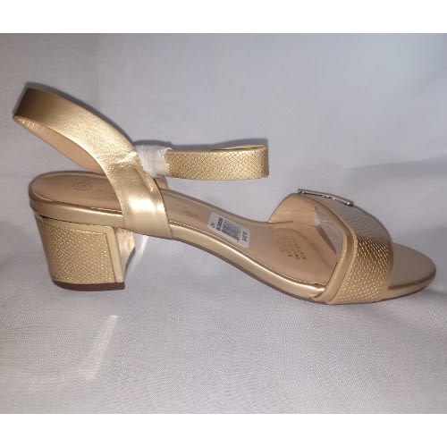 Ankle Strap Block-heel Sandal - Gold