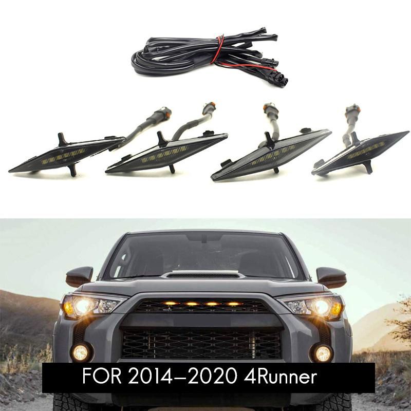 for Toyota 4Runner TRD PRO 2014-2020 12V Smoked Lens Amber LED Grille Lights 4PCS