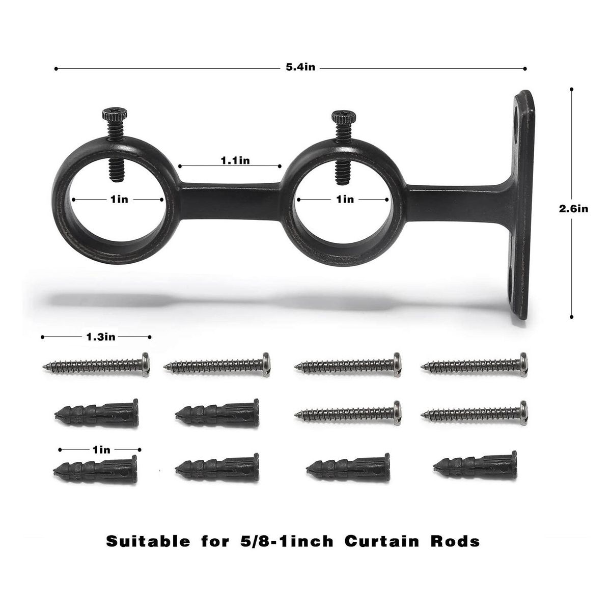Curtain Rod Bracket 3Pcs Double Curtain Rod Holder Double Rod Brackets Hooks for Living Room Bedroom Curtain Rods