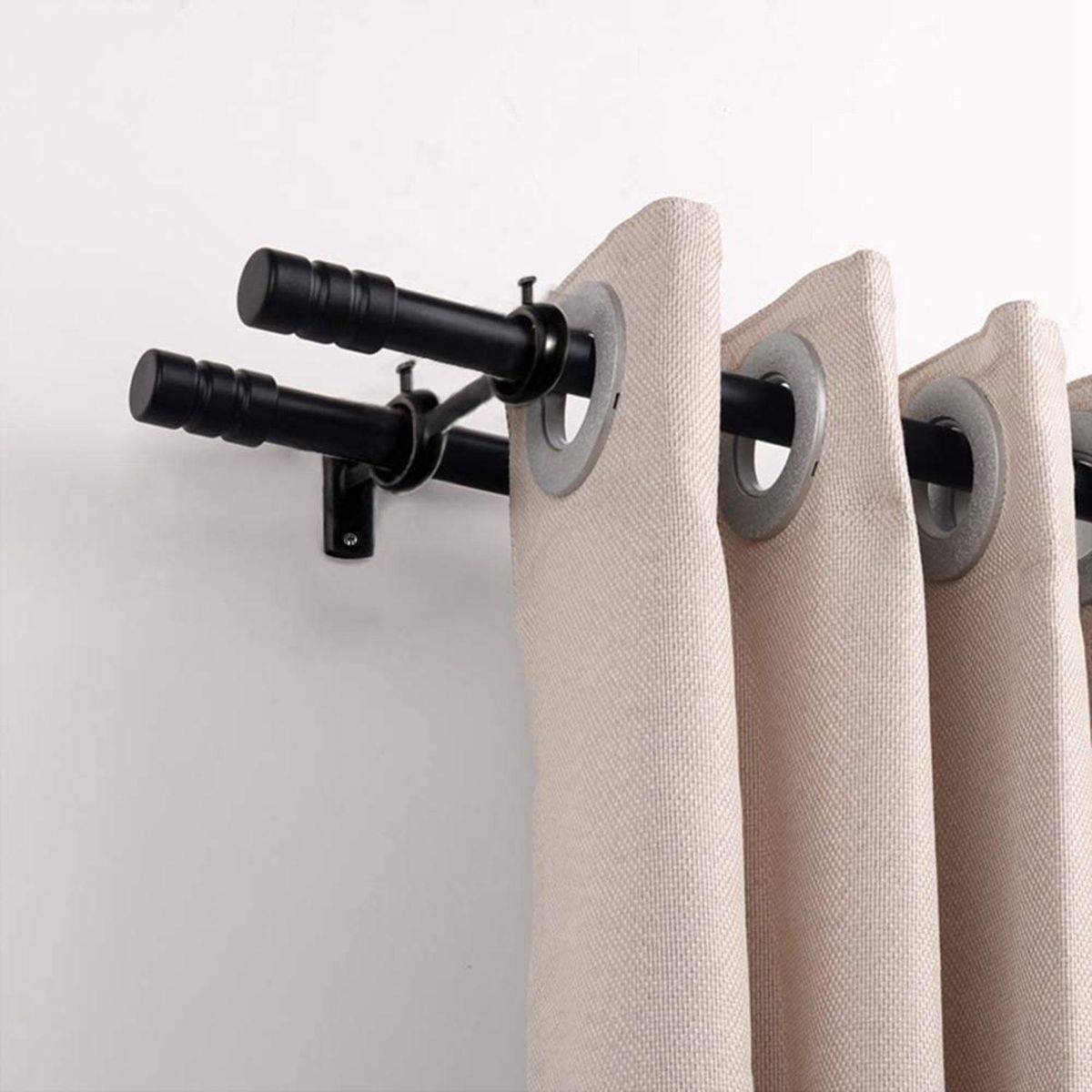 Curtain Rod Bracket 3Pcs Double Curtain Rod Holder Double Rod Brackets Hooks for Living Room Bedroom Curtain Rods