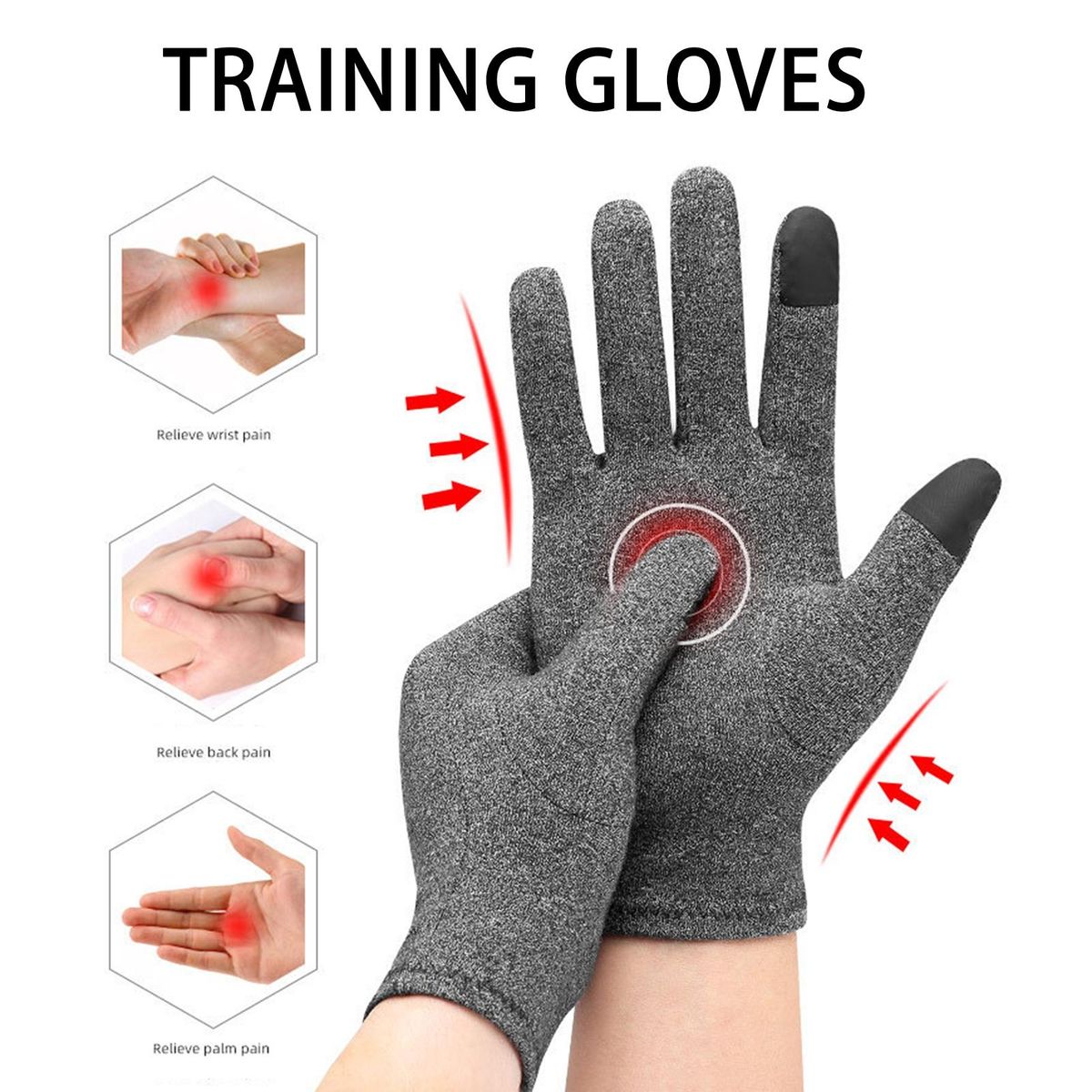 1 Pair Training Anti Arthritis Compression Grey