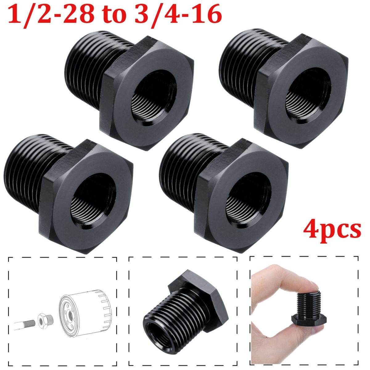 4Pcs 1/2-28 To 3/4-16 Automotive Threaded Oil Filter Adapter Steel Aluminum