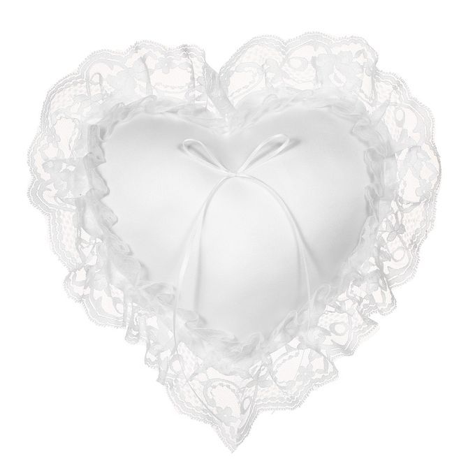 7 * 7 Inches White Lace Satin Heart Wedding Ring Bearer